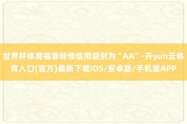 世界杯体育福蓉转债信用级别为“AA”-开yun云体育入口(官方)最新下载IOS/安卓版/手机版APP